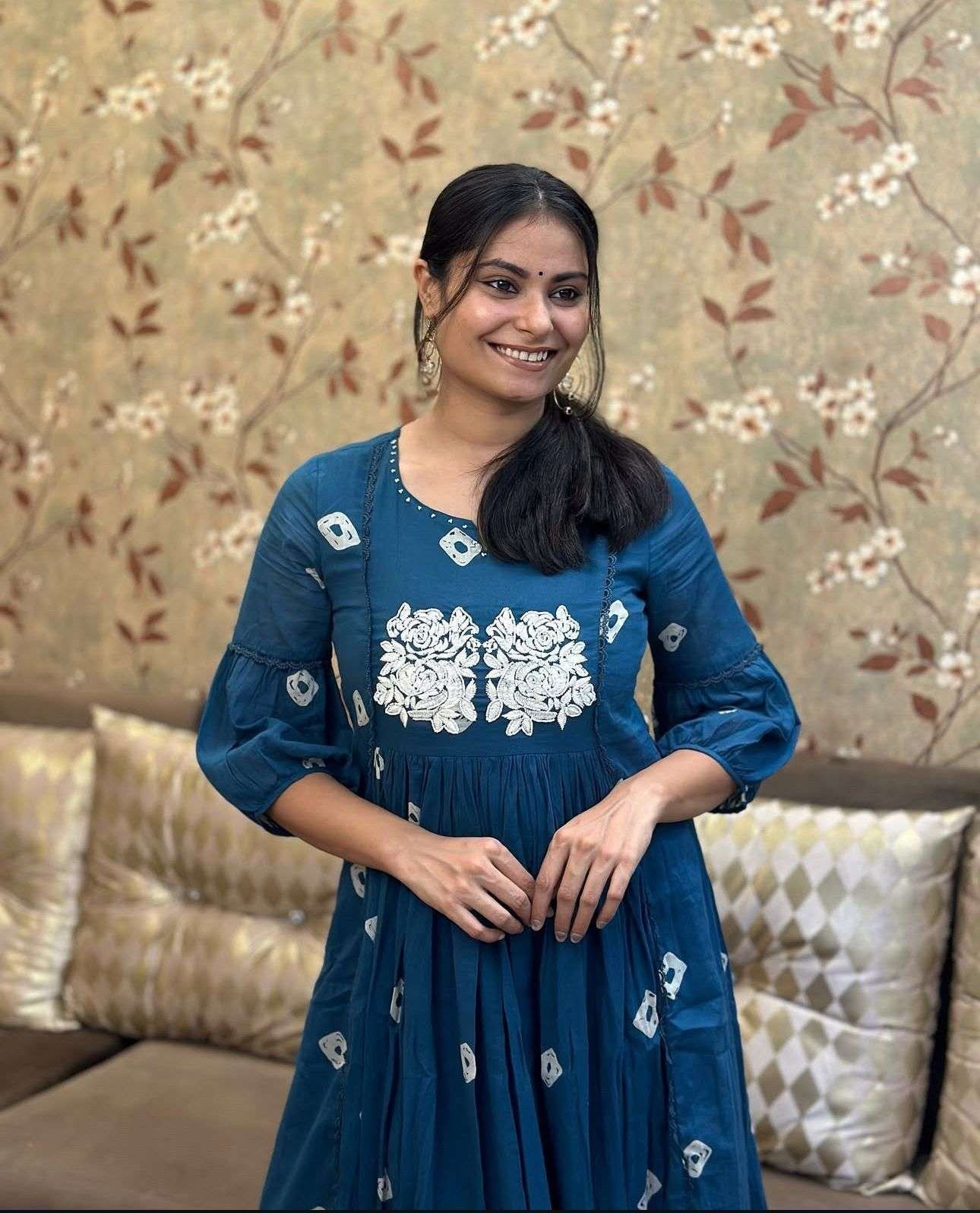 Women's Cotton Hand Block Printed Anarkali Kurti - Image 2