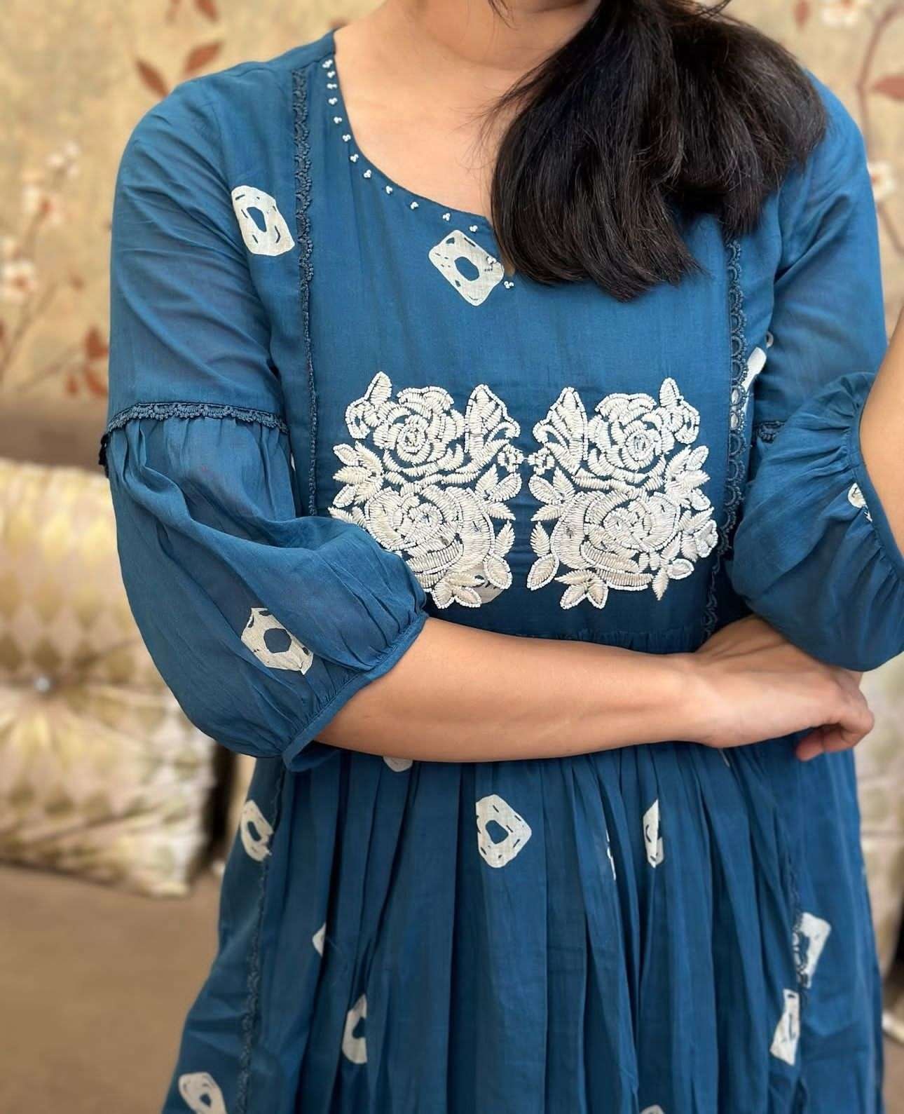 Women's Cotton Hand Block Printed Anarkali Kurti - Image 3