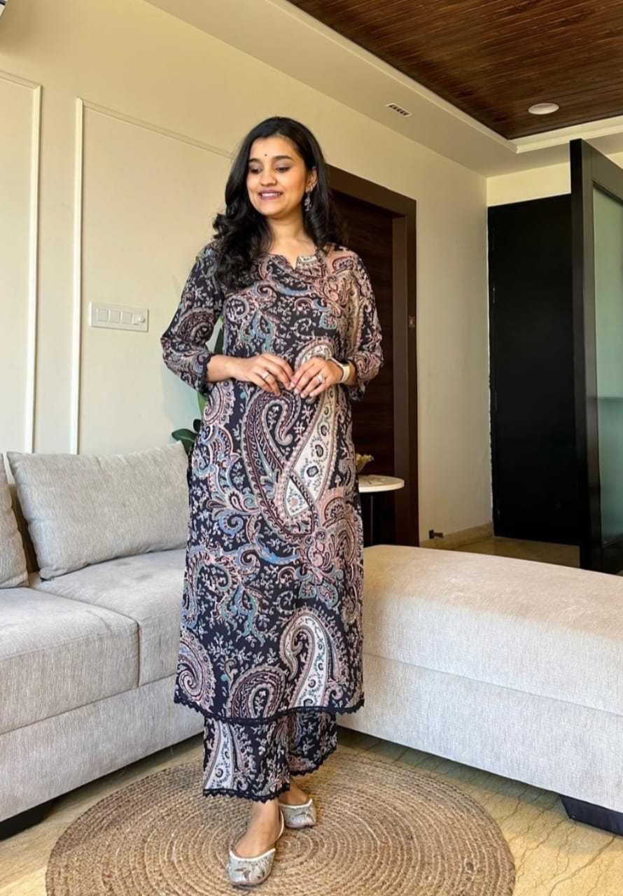Women's Cotton Printed Straight Kurti with Pant Two Piece Co-ord Set - Image 2