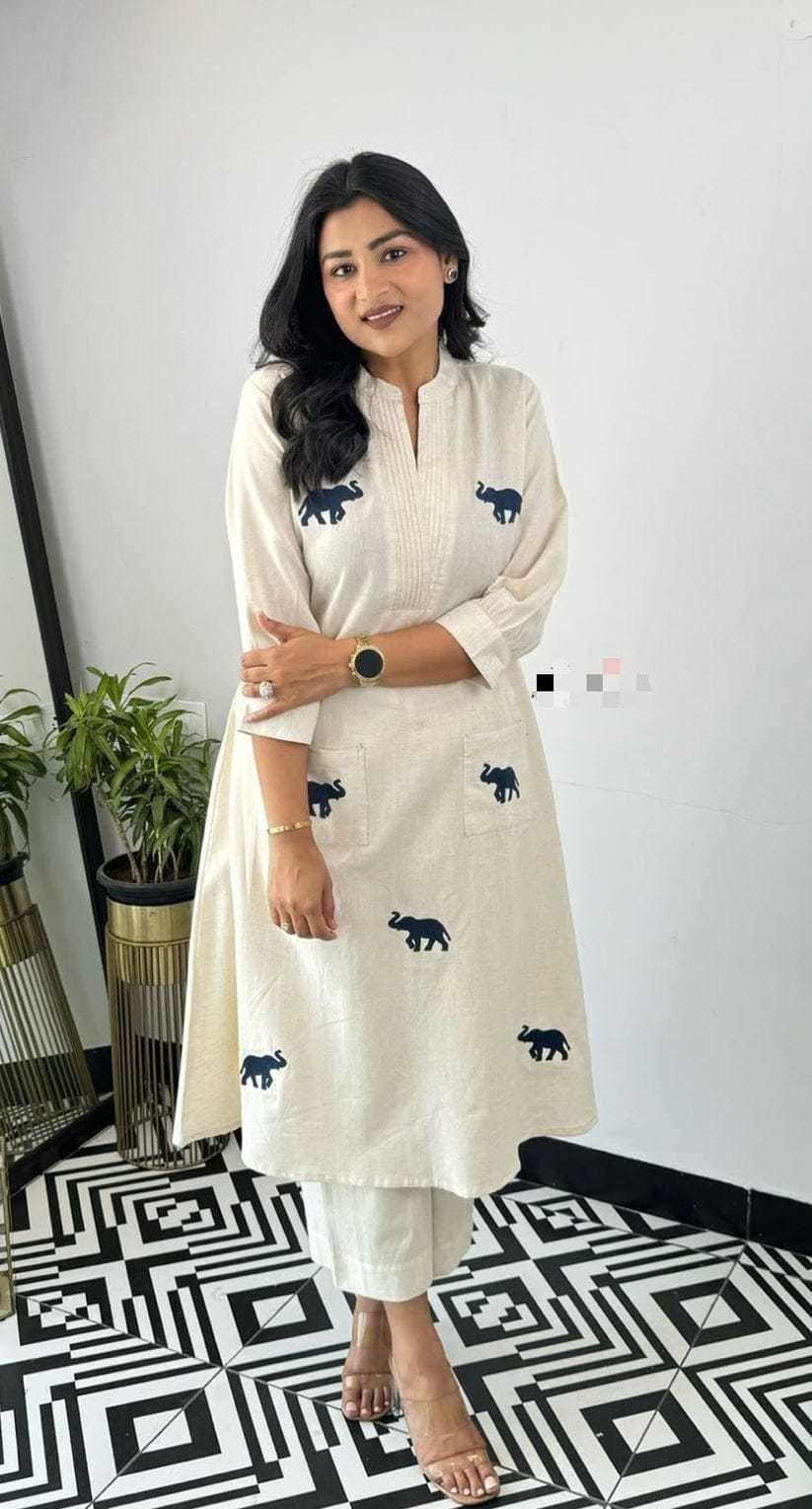 Women's Cotton Printed Straight Kurti with Pant and Dupatta set