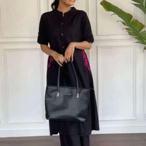 Women's Cotton Embroiderd Long A-Line Kurti with Palazzo