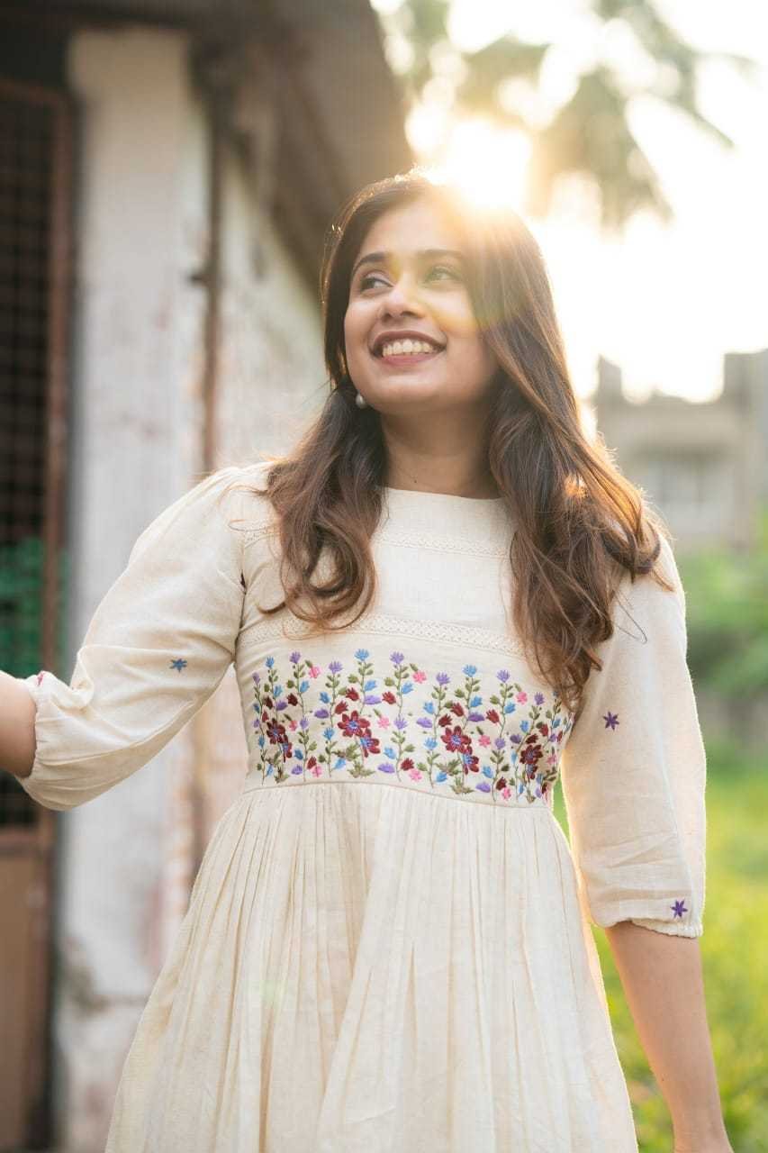 Women's Cotton Floral Embroidery Anarkali Kurti (Gown) - Image 4