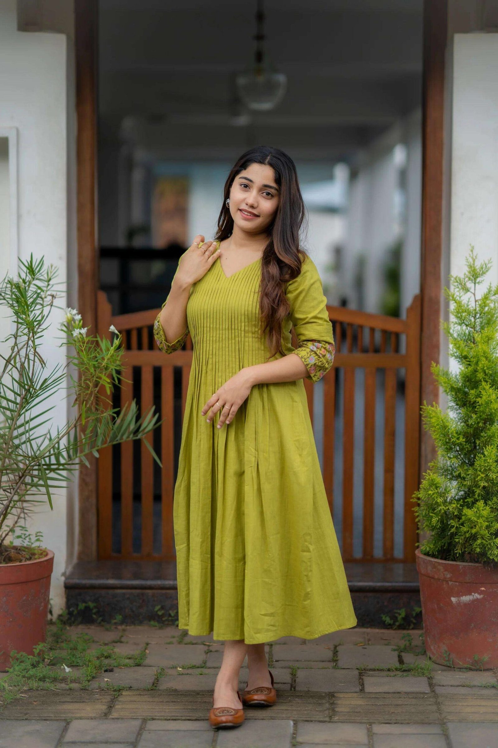 Women's Cotton Floral Printed line Shade Anarkali Gown - Image 2