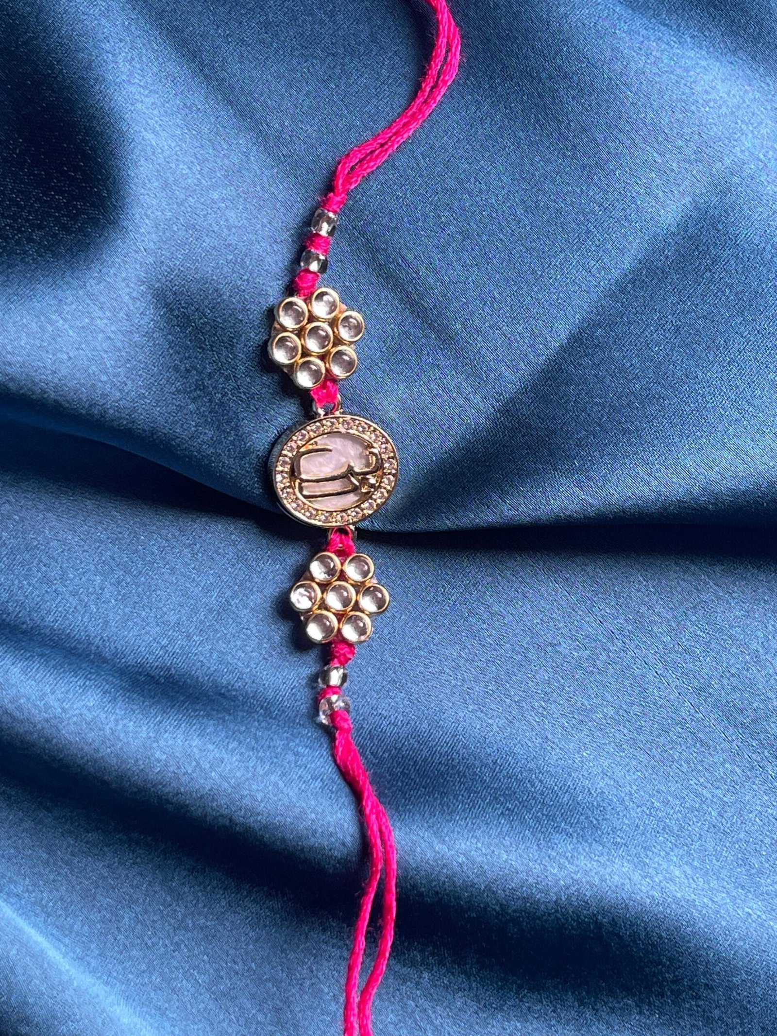 Set of 5 Premium Designer Rakhi Combo for Brother – Handcrafted Beaded, Pearl & Crystal Rakhis with Om & Sacred Motifs (Special Festival Offer at ₹999) - Image 2